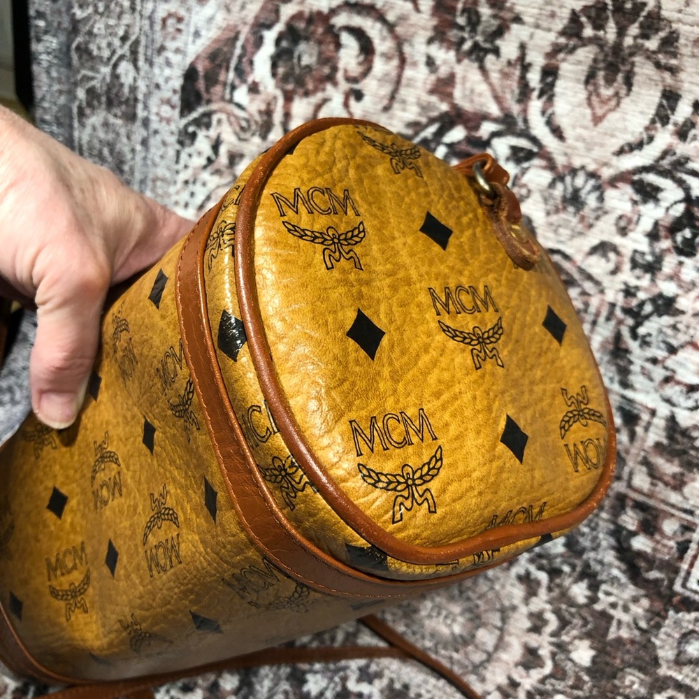 MCM Cognac Visetos Barrel Bag Pristine EUC - Picture 4 of 15